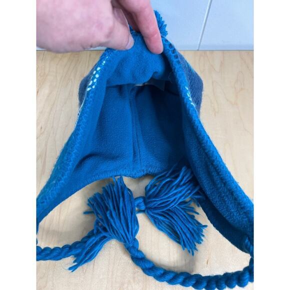 Cute Blue Winter Hat with PomPom and Ties - Picture 5 of 6